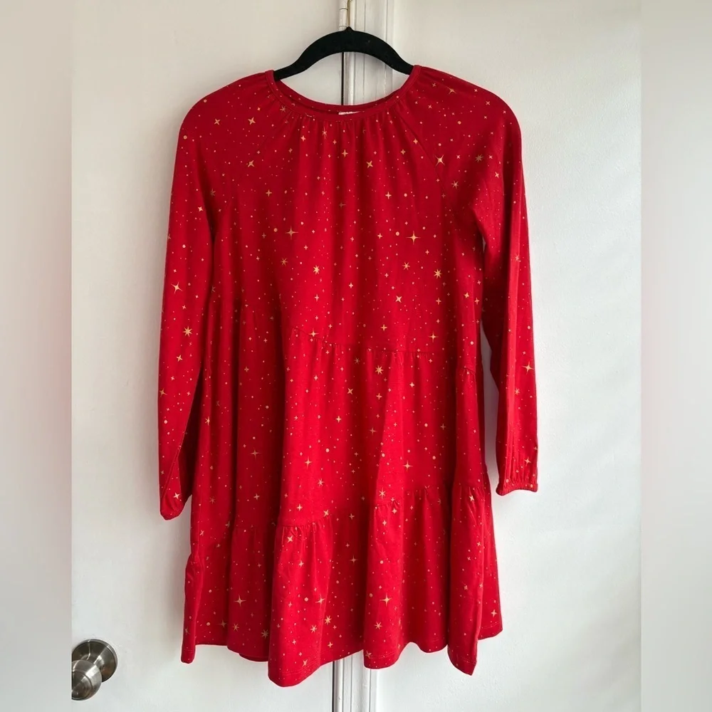 Hanna Andersson Red Star long sleeve dress size 10
